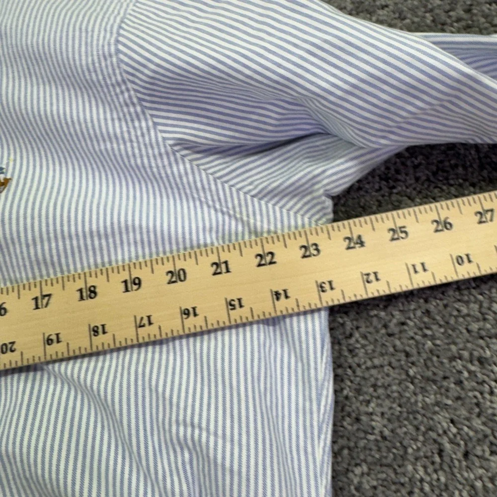 Polo Ralph Lauren Shirt Mens Large Blue Striped Long Sleeve Button Down Classic